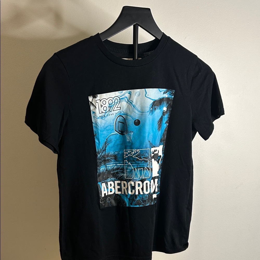 Abercrombie Kids Black Tee with Blue Logo